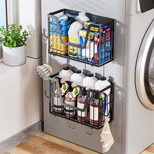 Magnetic Fruit Vegetable Storage Shelf with Hooks for Refrigerator Use