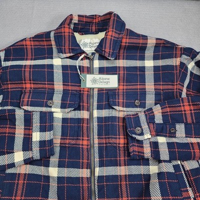 Alpine Design Womens Sherpa Lined Shirt Jacket Navy Trail Ridge Plaid Sz XS NWT