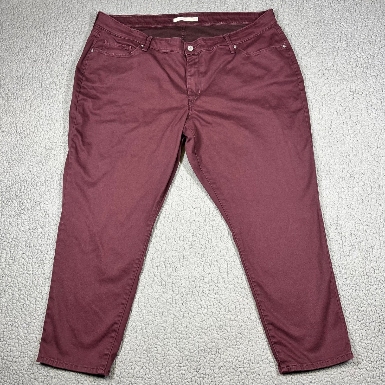 Womens 22w Burgundy Maroon Mid Rise Stretch Denim Pants