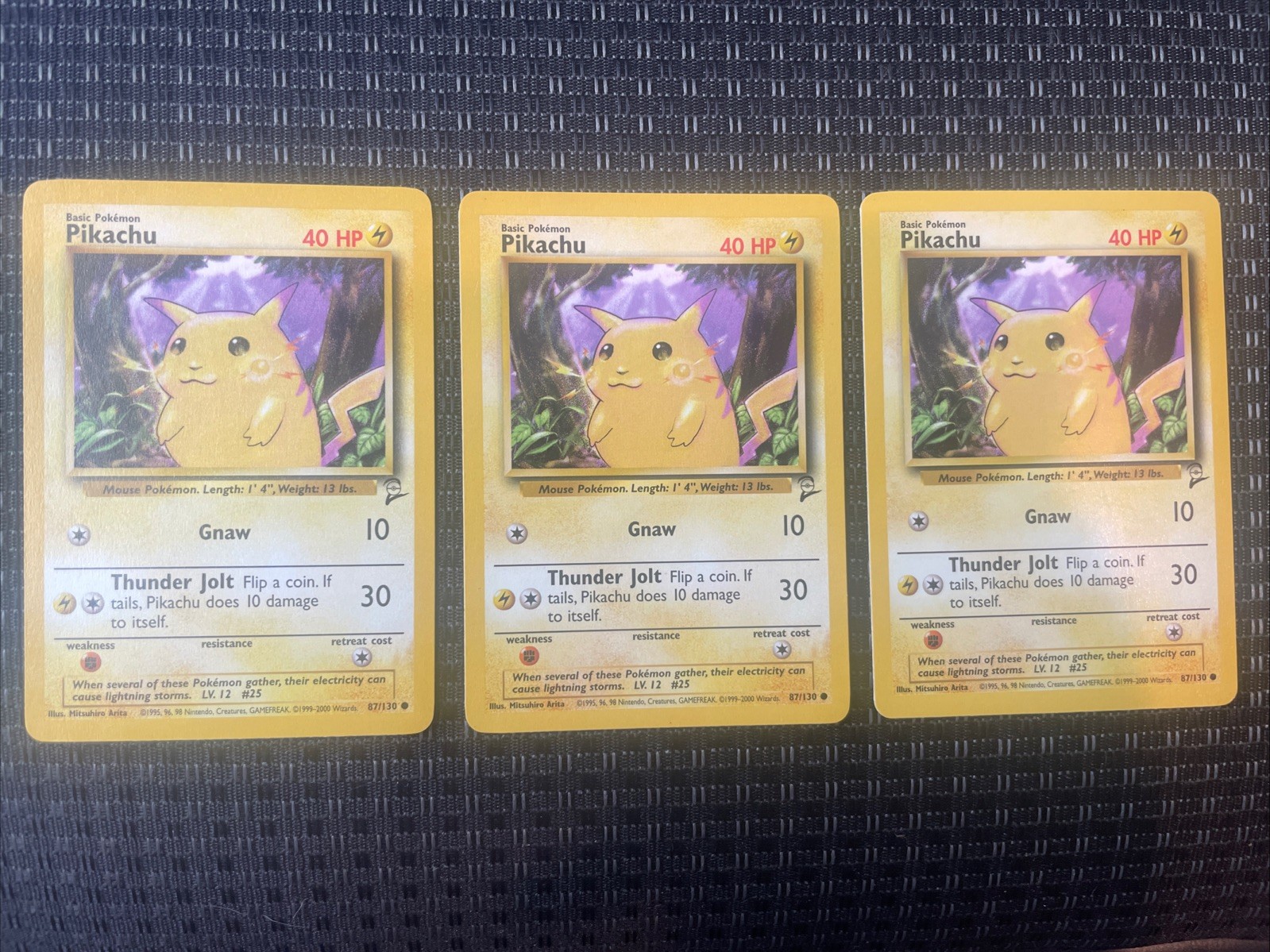 Pokemon Pikachu 87/130 Base Set 2 Non Holo Light Played LP Free Shipping