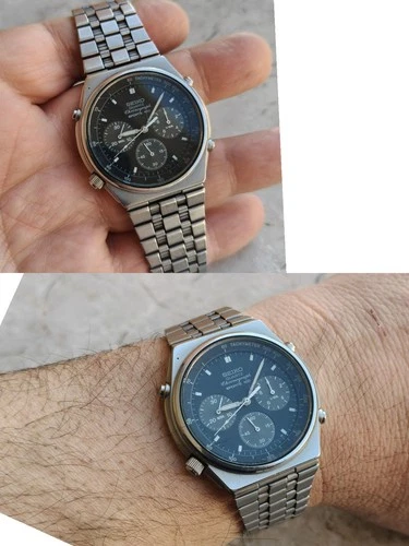 80s SEIKO 7A28-7070 RARE VINTAGE QUARTZ CHRONOGRAPH WATCH WATCHES 40mm EMERGENCY WORKING