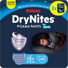 Image of HUGGIES Drynites, Pyjama Pants, Boys 13+ Years (48-60KG), 33 X Bedwetting Pants,