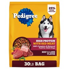High Protein Adult Dry Dog Food Beef & Lamb Flavor 30 lb. Bag 1.39 per pound