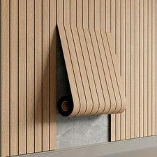 Peel Stick Wood Wall Panels 118" x 15.7" Fluted Slat Design PVC Paneling