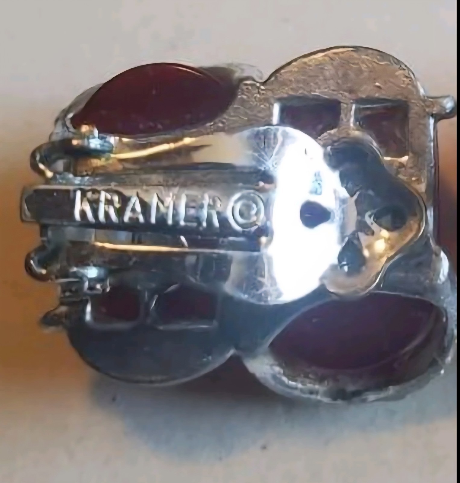 Kramer Necklace Earring Set w/ Ruby Red Moonglow … - image 3