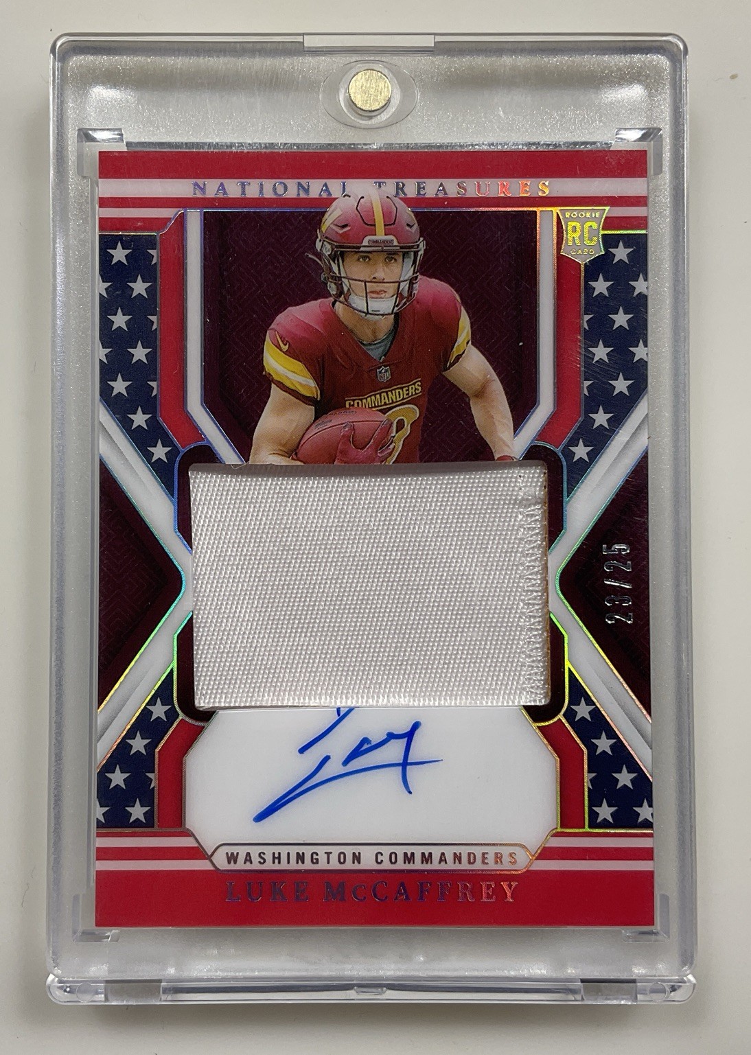 2024 National Treasures Luke McCaffrey 23/25 RPA Stars Stripes #176 Auto