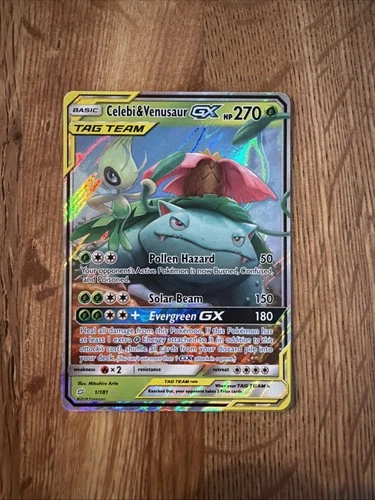 Celebi & Venusaur GX TAG TEAM Ultra Rare Holo SM-Team Up 1/181
