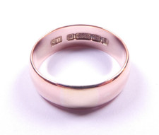 Rose gold wedding ring antique 9 carat gold size L 1/2 to M Birmingham 1900