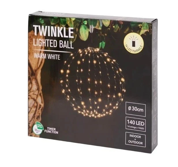 LED Drahtkugel Leuchtkugel 30 cm 140 LED Warmweiß  INNEN und AUßEN NEU - Bild 3 von 4