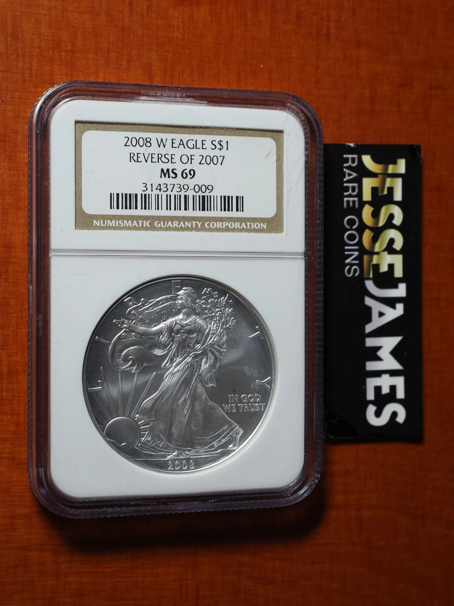 鑑定銀貨～2008 American Silver Eagle MS69 NGC 鑑定銀貨～2008