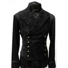 Mens Double Breasted Velvet Vest Men Stage Cosplay Prom Costume Mens Vest
