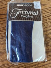 New Vintage Marianne Textured Pantyhose Size B Ultra Sheer Dots  Bows Navy Blue