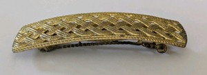 Hair 1980s rectangular gold-colored brass barrette An ornate plaited or woven 