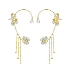2Pcs Rhinestone Butterfly Ear Cuff for Women,Dainty Non Piercing Flower Butterfl