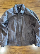 Vintage Echt Leer Leather Jacket Men L Brown Full Zip Motorcycle Bomber