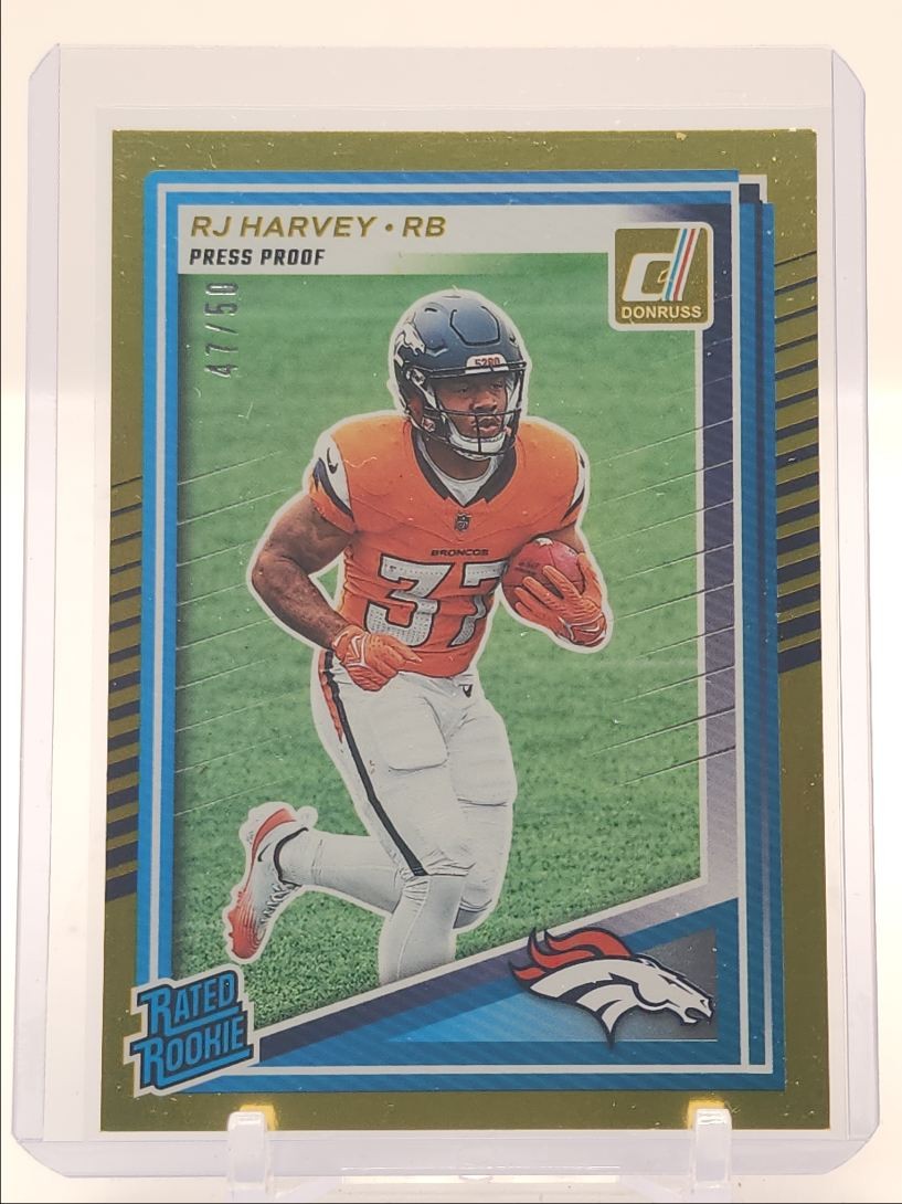 RJ HARVEY 2025 DONRUSS RATED ROOKIE GOLD PRESS PROOF RC /50 Q2277