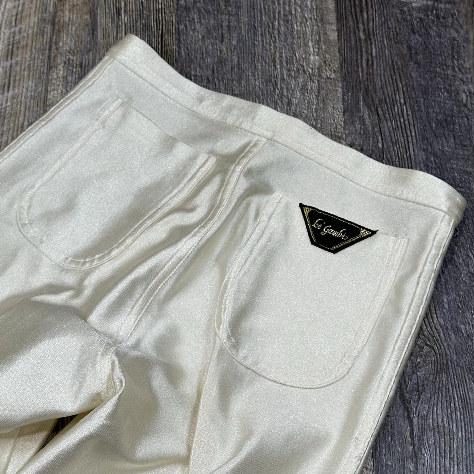 Vintage 70s Le Gambi Disco Pants Women’s Sz 5 High Waist Satin Stretch Nylon USA - Image 4 of 4