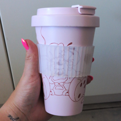 Diddl To-go Trinkbecher aus Kunststoff rosa mit Deckel, Diddl To-Go Becher