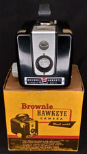 Mid Century Modern Brownie Hawkeye Flash Camera With Original Box Kodak 1950s