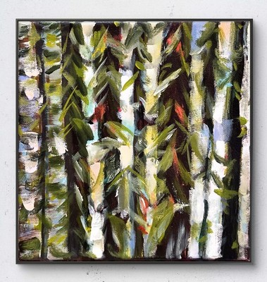 Mary Myers Original Modern Bamboo Art 8x8 Acrylic Canvas