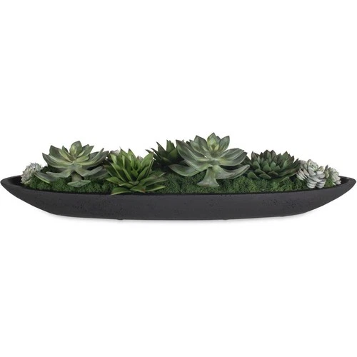 Uttermost 60260 Verde Succulent Black and Green Centerpiece In Bowl - Picture 1 of 8
