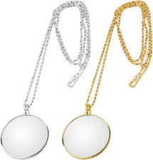 2 Pcs 5X Monocle Magnifying Glass Necklace Magnifier Pendant Necklace Small Hang