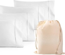 1000 TC White Standard Pillowcases Set of 4 100 Egyptian Cotton Pillow