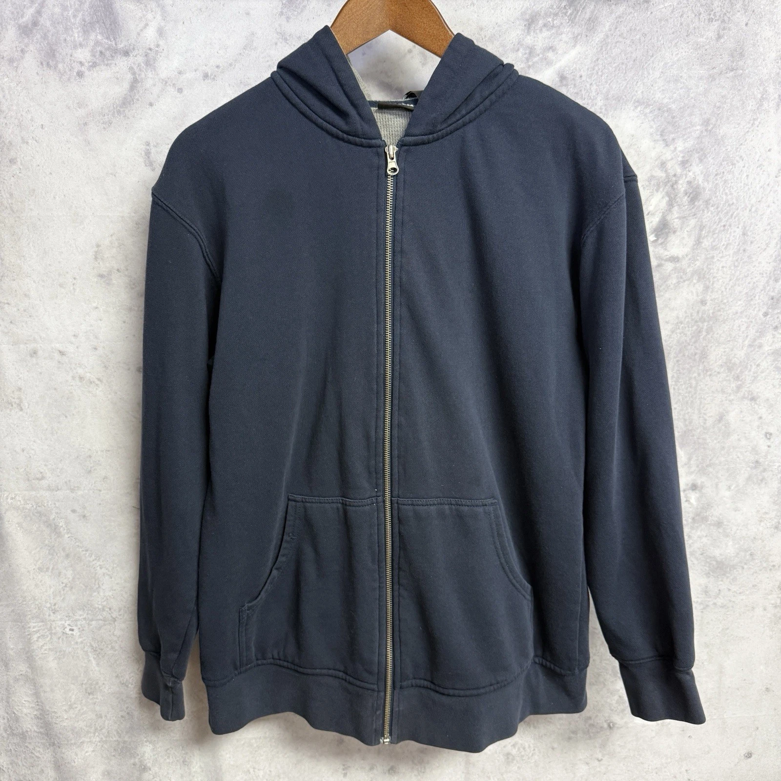 Vintage Joe Boxer Thermal Lined Hoodie Sweatshirt Navy Blue Full Zip Small