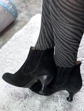 Fluevog Black Suede Booties Bellevue Dora Dufran Size 10.5