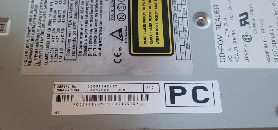 NEC CDR-C251 ATAPI IDE 5.25 in Internal CD-ROM Reader 96 Retro Vintage PC Drive - Image 3 of 4