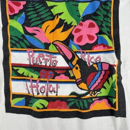 T-shirt vintage America Project uomo XL bianca grafica San Juan Porto Rico - Foto 9 di 16