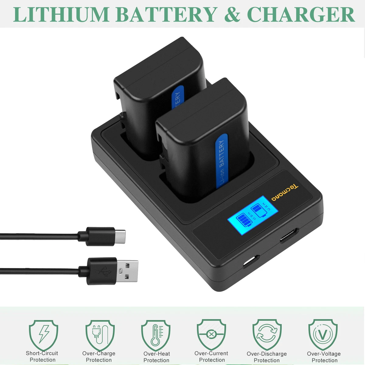 Caricabatteria USB Con Display LCD Per Sony NP-FM30/FM50/FM55H – 2200mAh