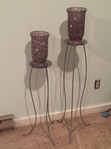 Home Interiors Candle Floor Stands Holders Vase Set Silver Metal