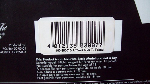 1/18 MINICHAMPS 180 990015 ARROWS A20 1999 TORE TAKAGI - Picture 2 of 5