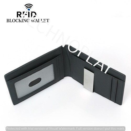 Carbon Leder faltbare Geldbörse Kartenetui RFID NFC Schutz schwarz orange GESCHENKBOX - Bild 6 von 8