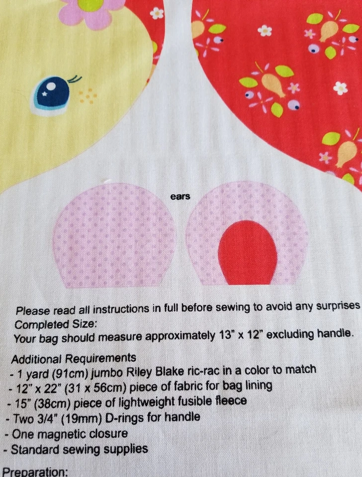 Bolso de Mano The Happy Hedgehog Flor Rojo Panel Riley Blake Designs Melly & Me Foto 3 de 4