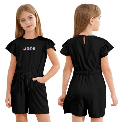 Kids Girls Rompers Preppy Clothes Jumpsuits Flutter Overalls Sports Playsuit - Picture 52 of 77