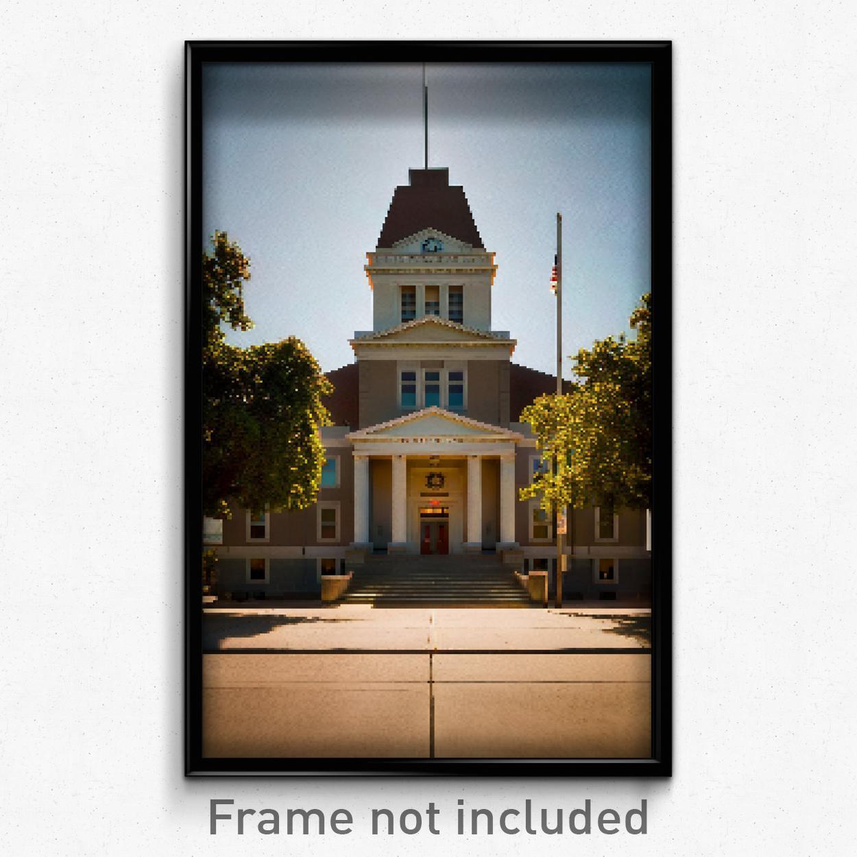 8-Bit Pixel Art Courthouse Poster - Psychedelic Trippy Video Game Wall Print