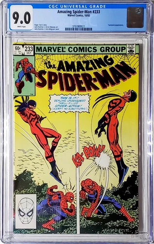 AMAZING SPIDER-MAN #233, CGC 9.0 WHITE PAGES, 1982 MARVEL COMICS