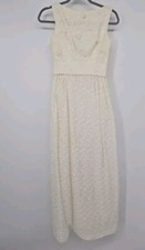 Vintage 1950s Formal Gown, Ivory Bridal Dress, Retro Wedding Tiny XS