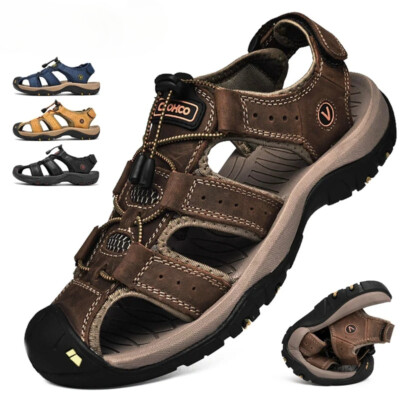 Genuine Leather Men's Shoes Non Slip Water Walking Shoes Comfort Casual Sneakers
