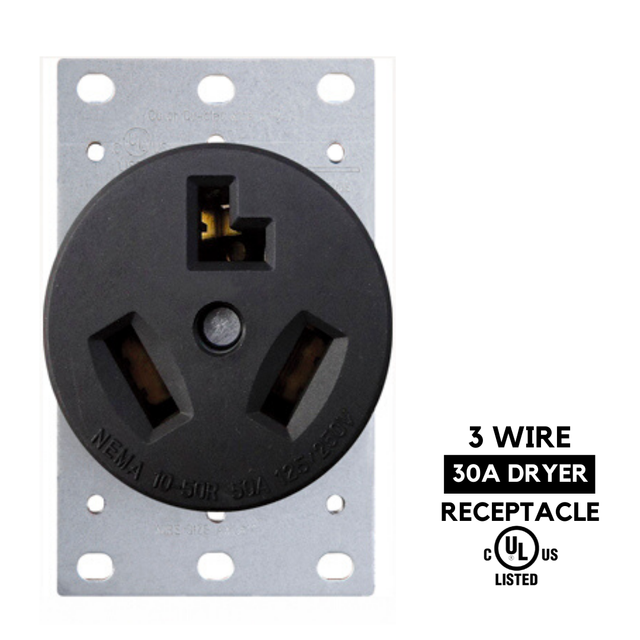 2 pack Dryer Outlet Receptacle 30A 125/250V Black 3 Wire Flush Mount 30