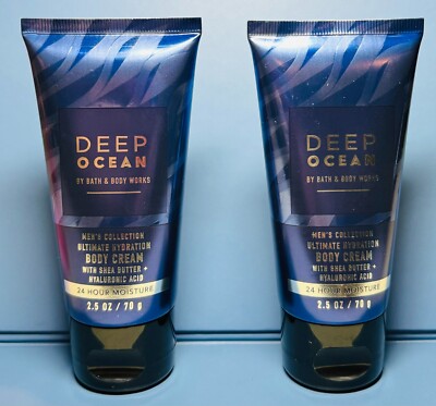 *NEW* MEN'S ~ DEEP OCEAN ~ 2PK ~ TRAVEL BODY CREAM ~ Bath & Body Works