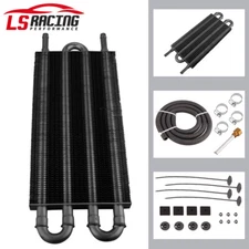 Black 4 Row Remote Transmission Oil Cooler Auto-Manual Radiator Converter