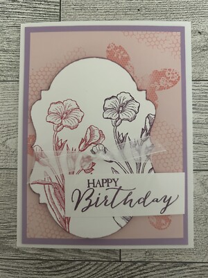 Card Set Of 4 Stampin Up Gorgeous Grape Happy Birthday Flowers ...