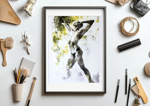 Powerful Nude Pose 10"x8" Print on Matte Paper | Striking Modern Watercolor Art - Picture 6 of 15