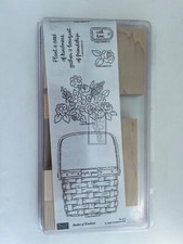 Stampin Up Basket of Kindness Rubber Stamp set of 6 Wood Floral Friendship