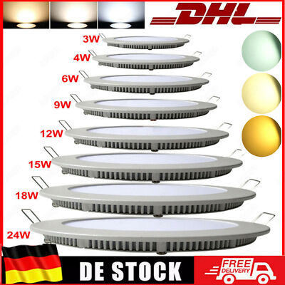 3W/6W/15/18W/24W LED Panel Einbau Leuchte Lampe Deckenlampe Unterputz Ultraslim