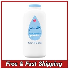 Johnson's Baby Powder Aloe  Vitamin E, 15 oz, Hypoallergenic Cornstarch