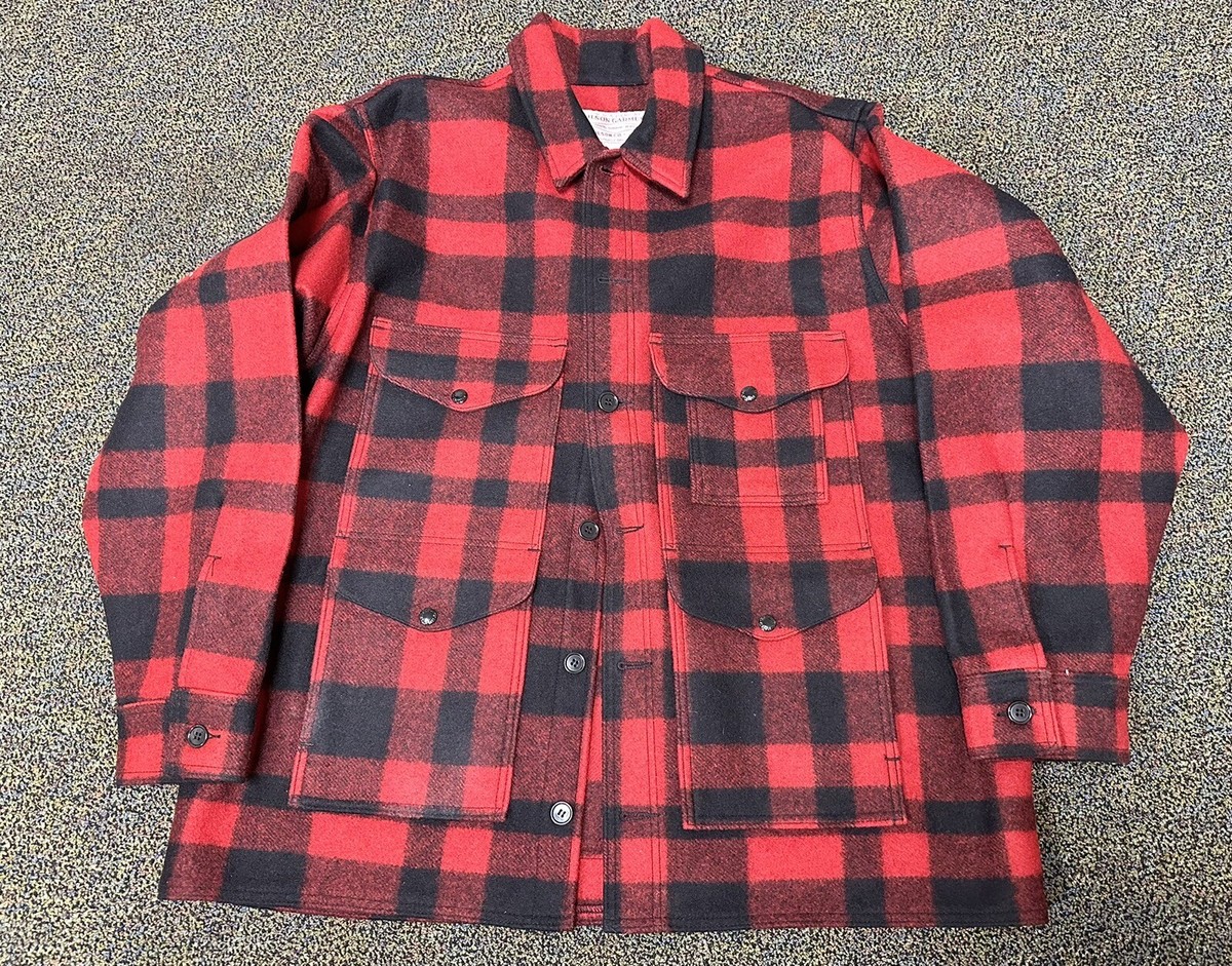 Filson Wool Jacket Style # 110 Size 48 Red / Plaid Excellent +